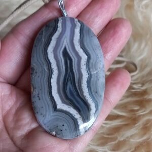 Energy Muse Purple Lace Agate Pendant Necklace
